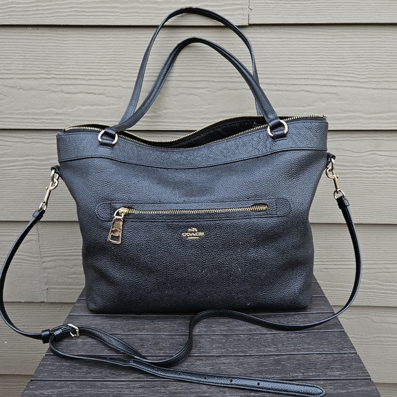 Coach Handbags - Coach Black Leather Tote with Gold Hardware